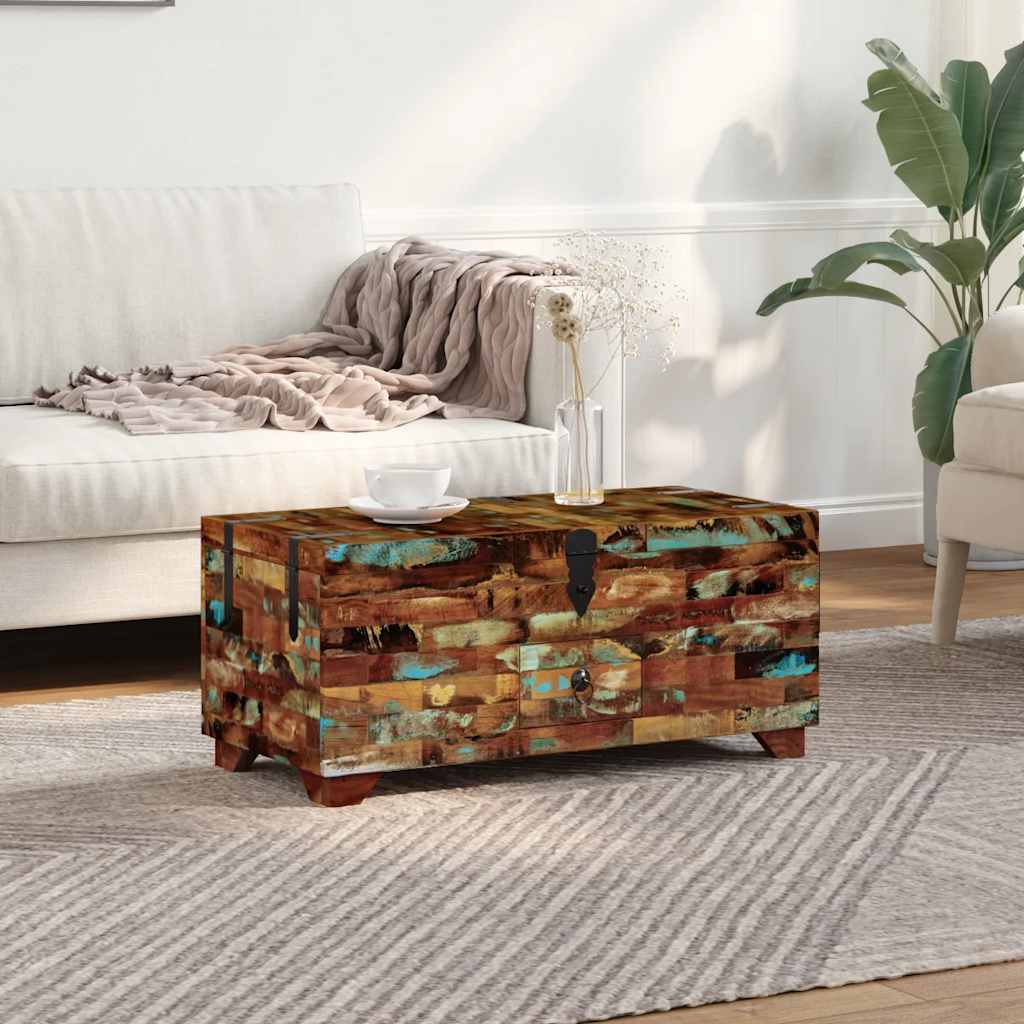 vidaXL Stolik kawowy-skrzynia z drewna odzyskanego 80x40x35 cm