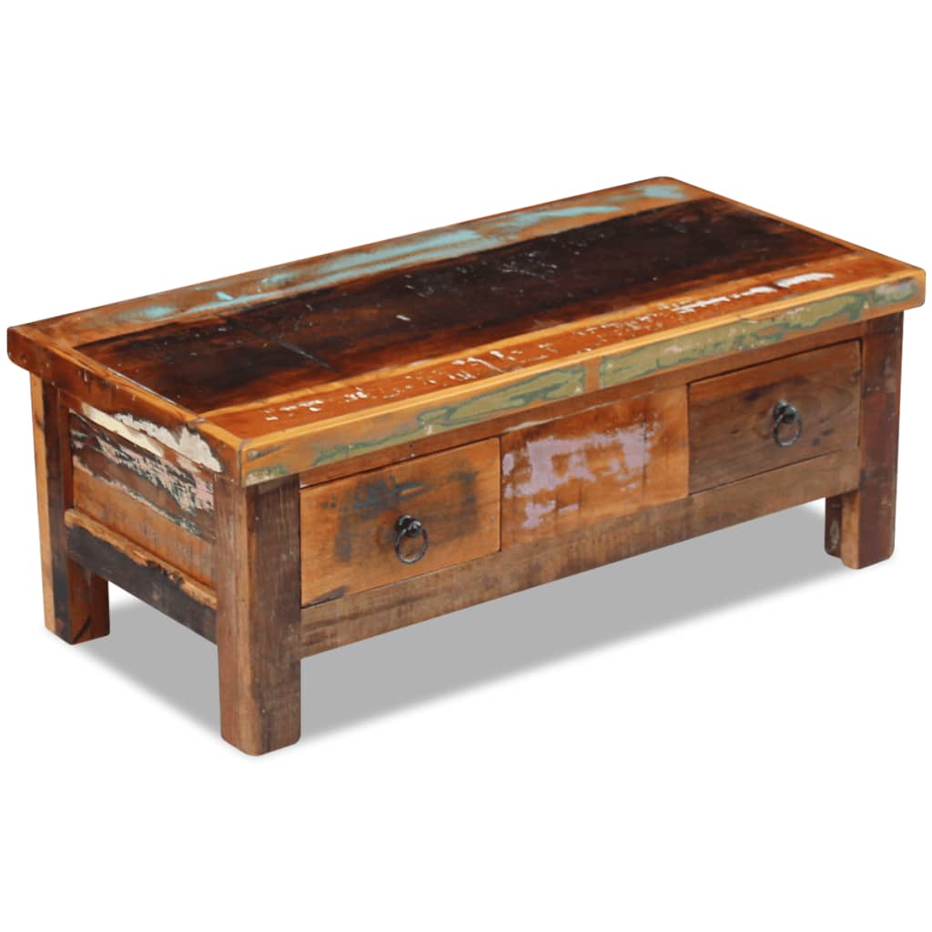 vidaXL Stolik kawowy z szufladami z drewna odzyskanego 90x45x35 cm