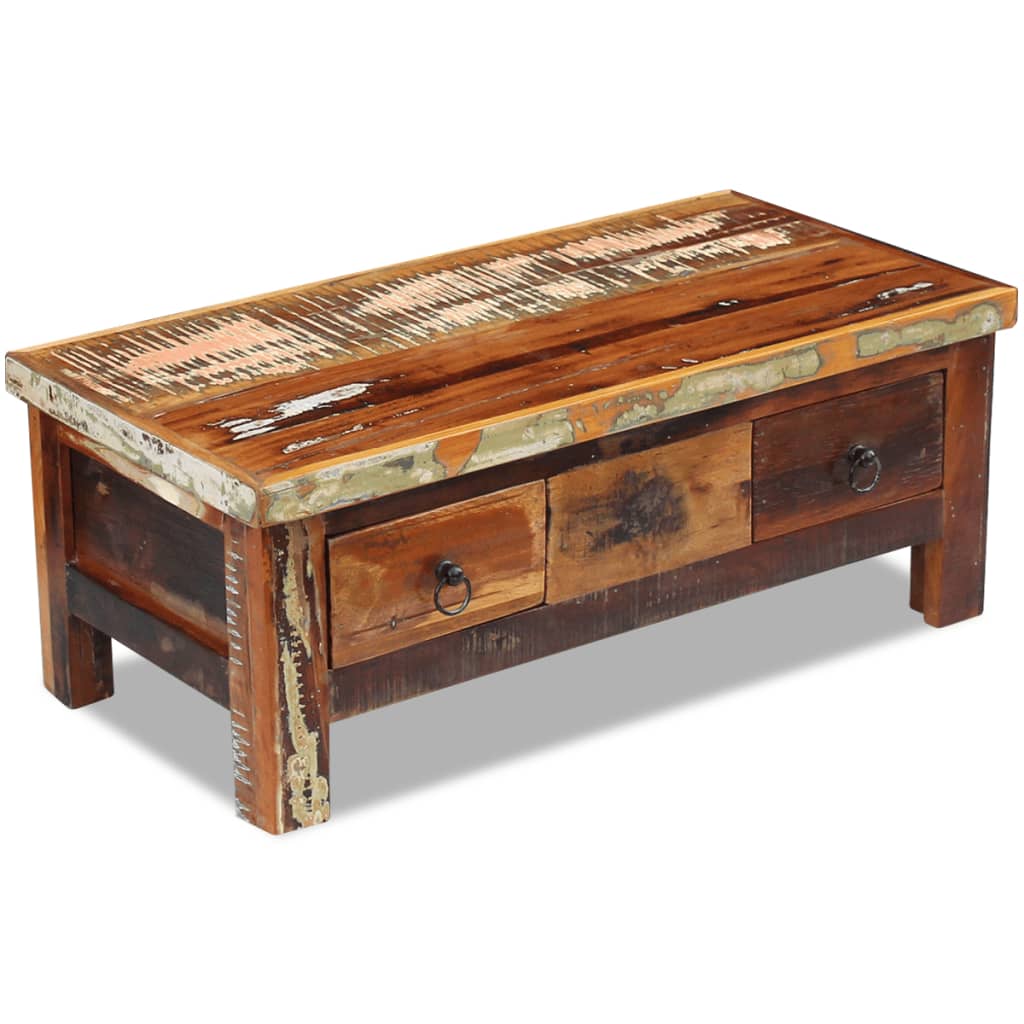vidaXL Stolik kawowy z szufladami z drewna odzyskanego 90x45x35 cm