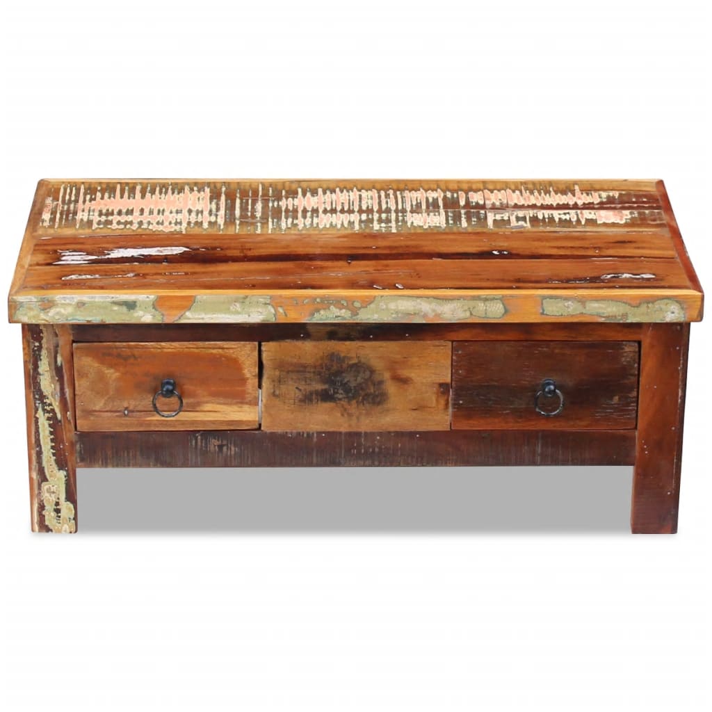 vidaXL Stolik kawowy z szufladami z drewna odzyskanego 90x45x35 cm
