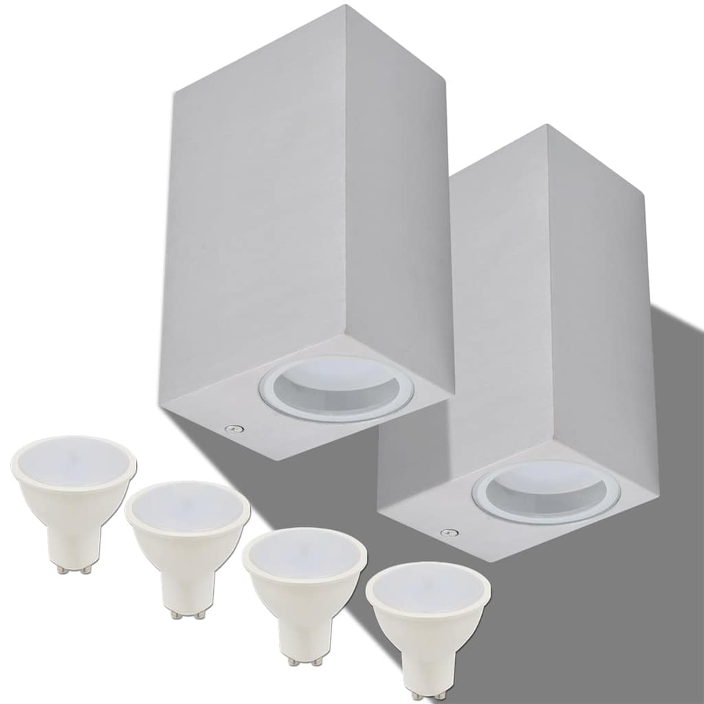 vidaXL Lampy ścienne zewnętrzne 2 szt., kwadratowe, góra/dół