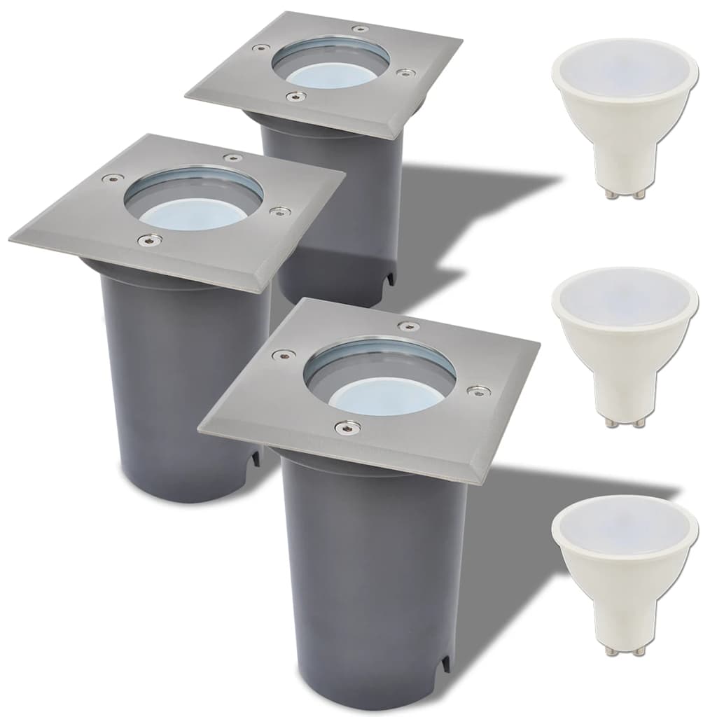 vidaXL Lampy najazdowe LED 3 szt. kwadratowe