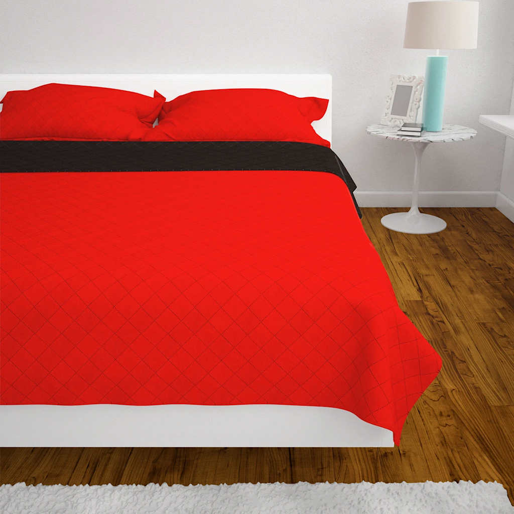 vidaXL Dwustronna pikowana narzuta na łóżko czerwono-czarna 230x260 cm