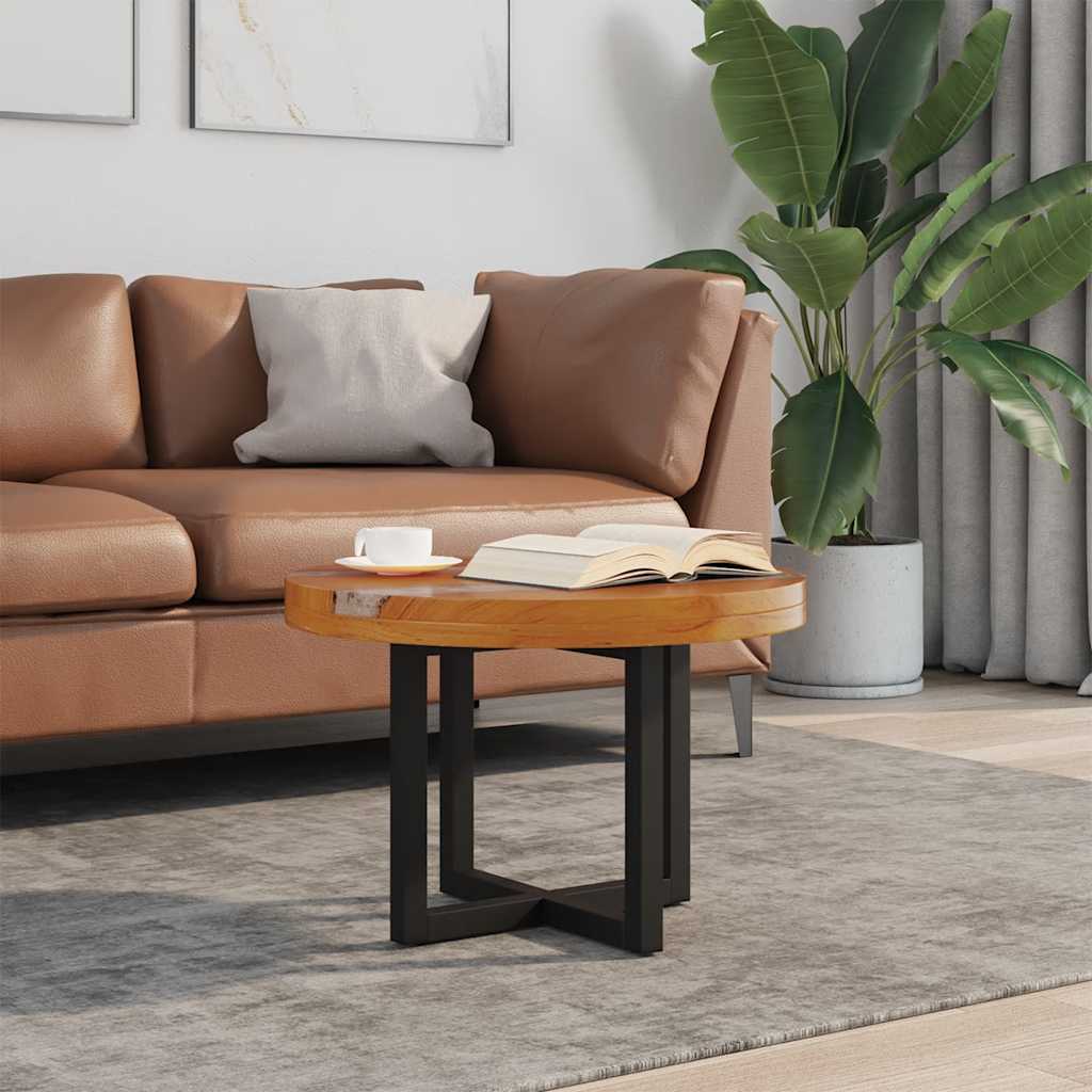 vidaXL Stolik kawowy z drewna tekowego i żywicy, okrągły, 60 cm