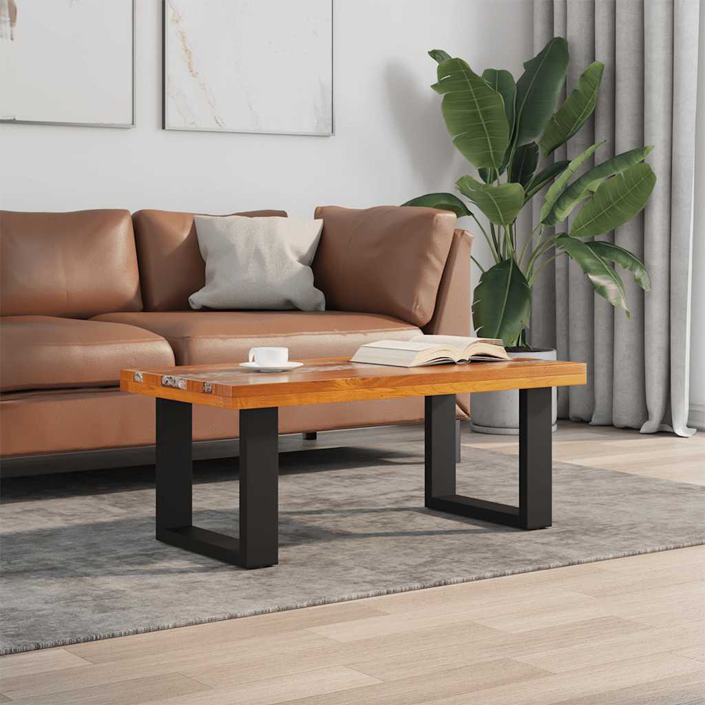 vidaXL Stolik kawowy z drewna tekowego i żywicy, 100x50 cm