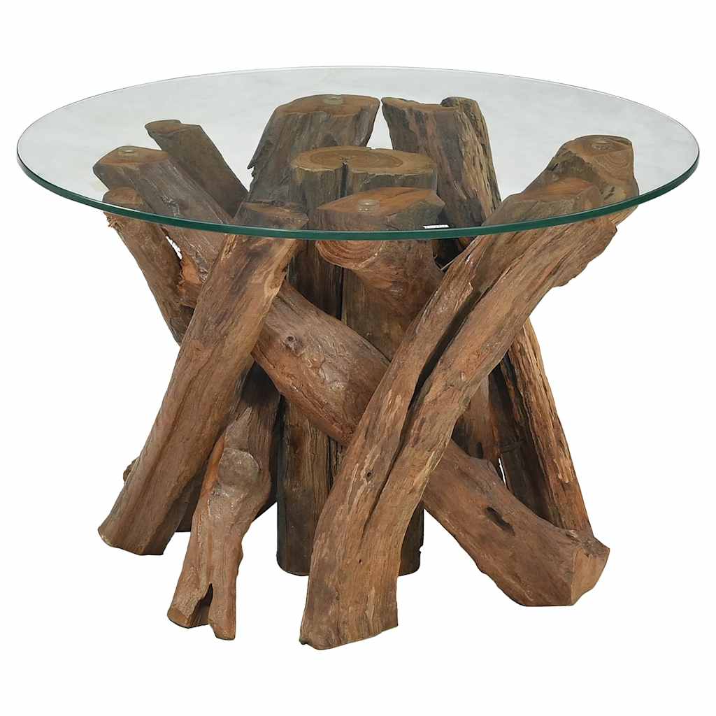 vidaXL Stolik kawowy z drewna tekowego patynowanego wodą, 60 cm
