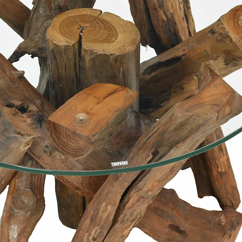 vidaXL Stolik kawowy z drewna tekowego patynowanego wodą, 60 cm
