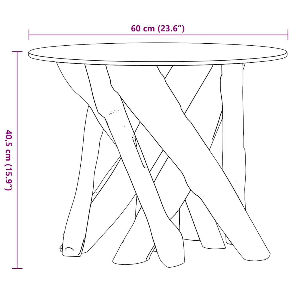 vidaXL Stolik kawowy z drewna tekowego patynowanego wodą, 60 cm