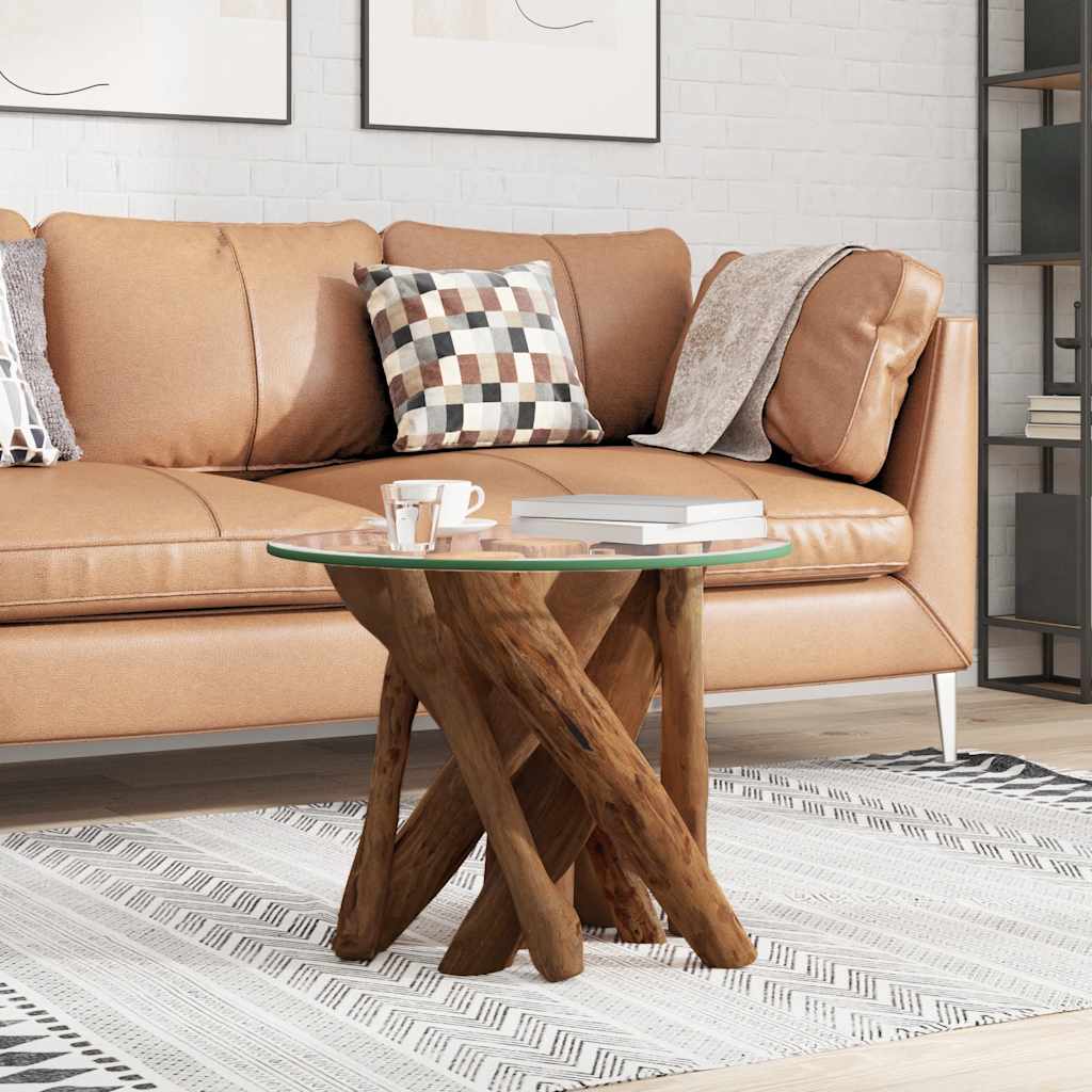 vidaXL Stolik kawowy z drewna tekowego patynowanego wodą, 60 cm