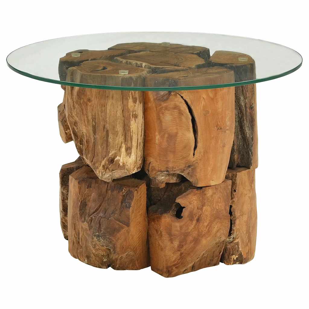 vidaXL Stolik kawowy z drewna tekowego patynowanego wodą, 60 cm