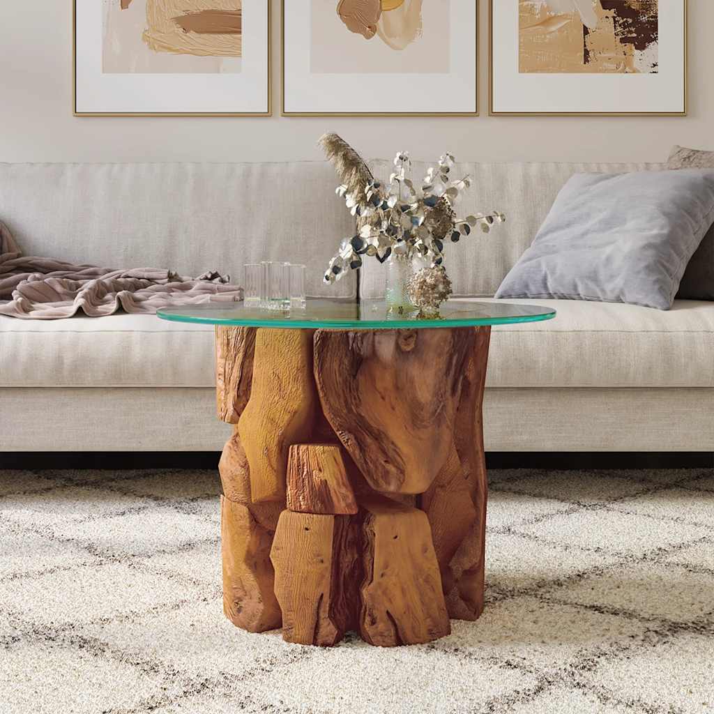 vidaXL Stolik kawowy z drewna tekowego patynowanego wodą, 60 cm