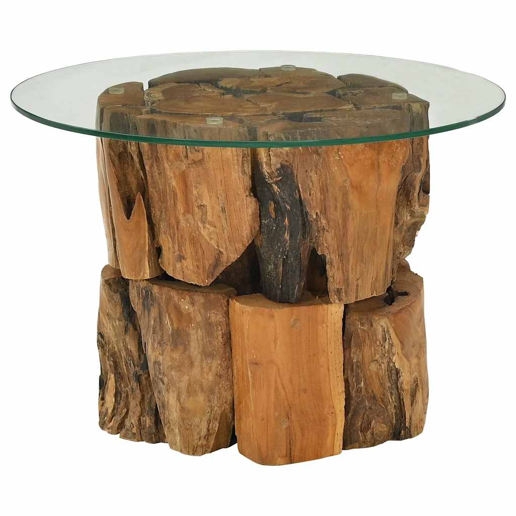 vidaXL Stolik kawowy z drewna tekowego patynowanego wodą, 60 cm