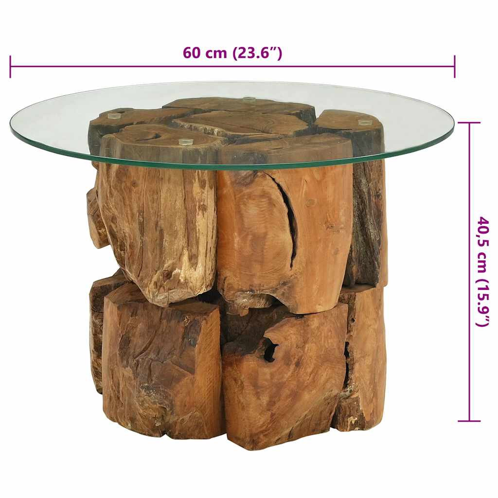 vidaXL Stolik kawowy z drewna tekowego patynowanego wodą, 60 cm