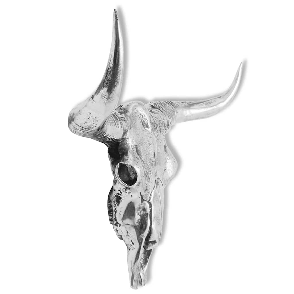 vidaXL Czaszka/Głowa dekoracyjna na ścianę, aluminium, srebrna
