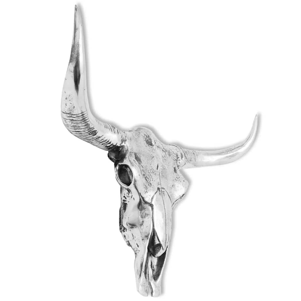 vidaXL Czaszka/Głowa dekoracyjna na ścianę, aluminium, srebrna