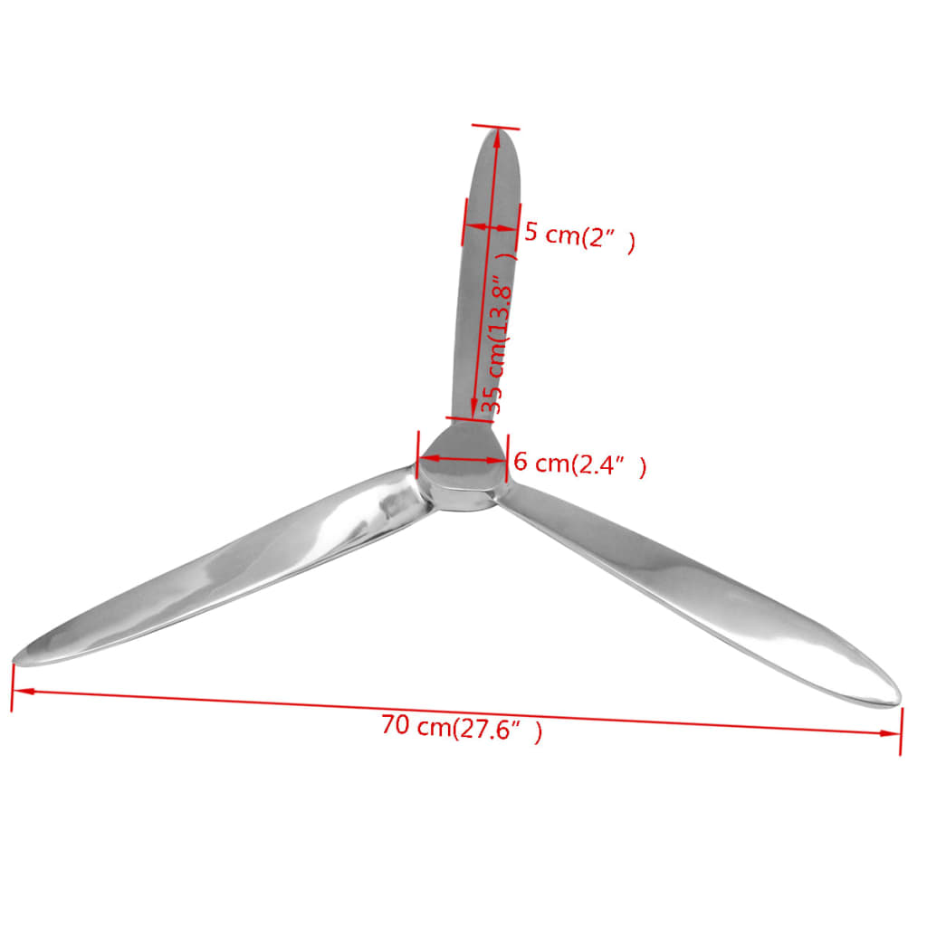 vidaXL Śmigło do dekoracji ściany, aluminium, srebrne, 70 cm