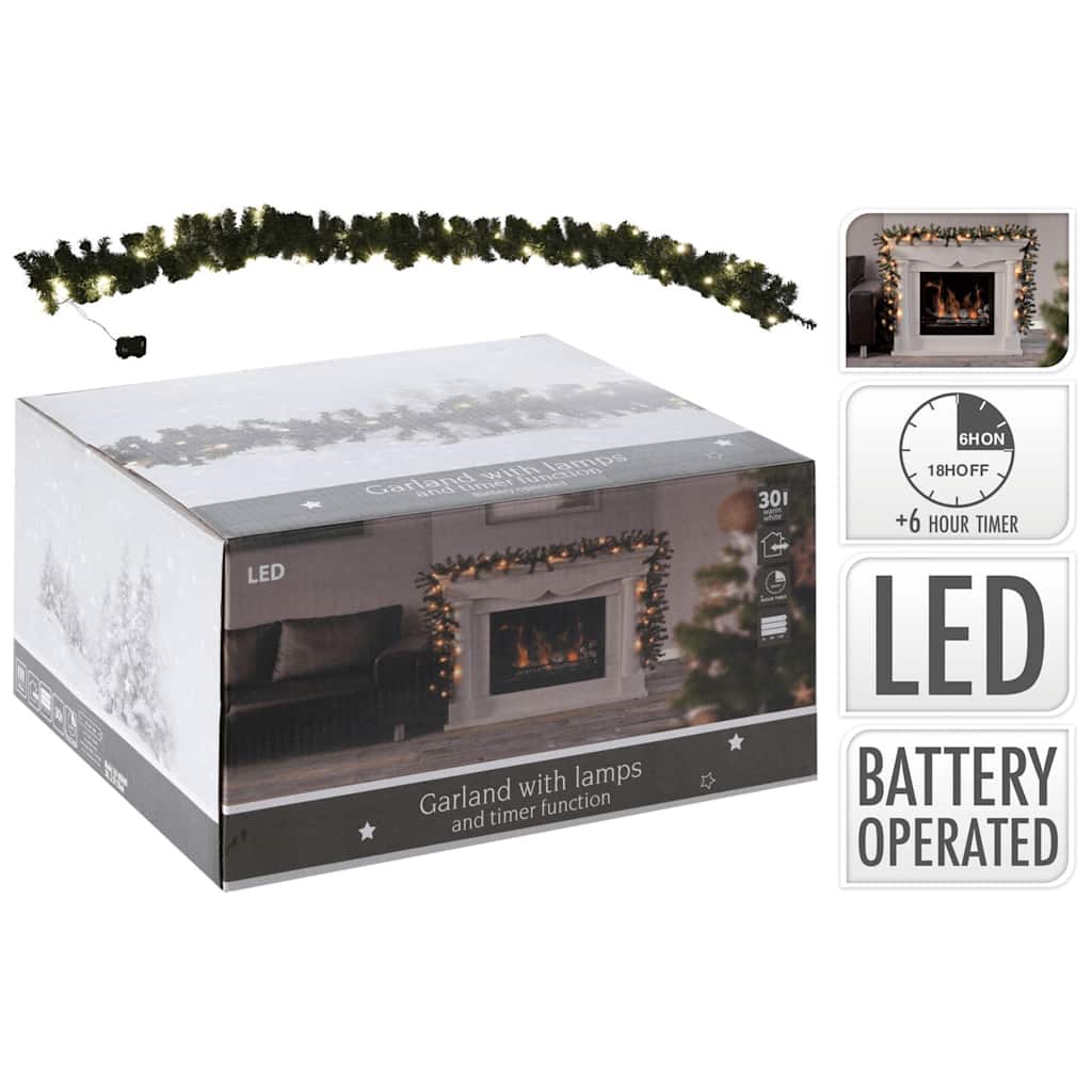 Ambiance Świąteczna girlanda z 30 lampkami LED, 270 cm