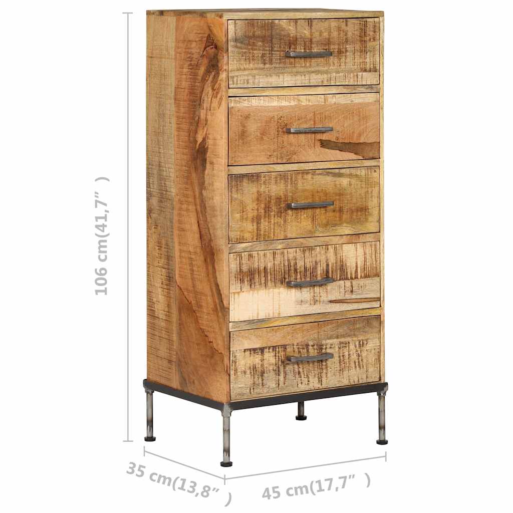 vidaXL Komoda, 45x35x106 cm, lite drewno mango