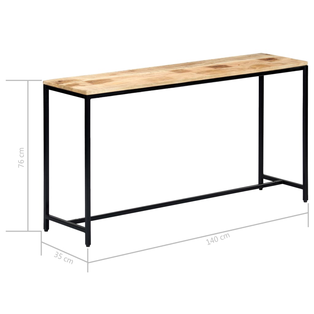 vidaXL Stolik konsola, 140x35x76 cm, lite surowe drewno mango