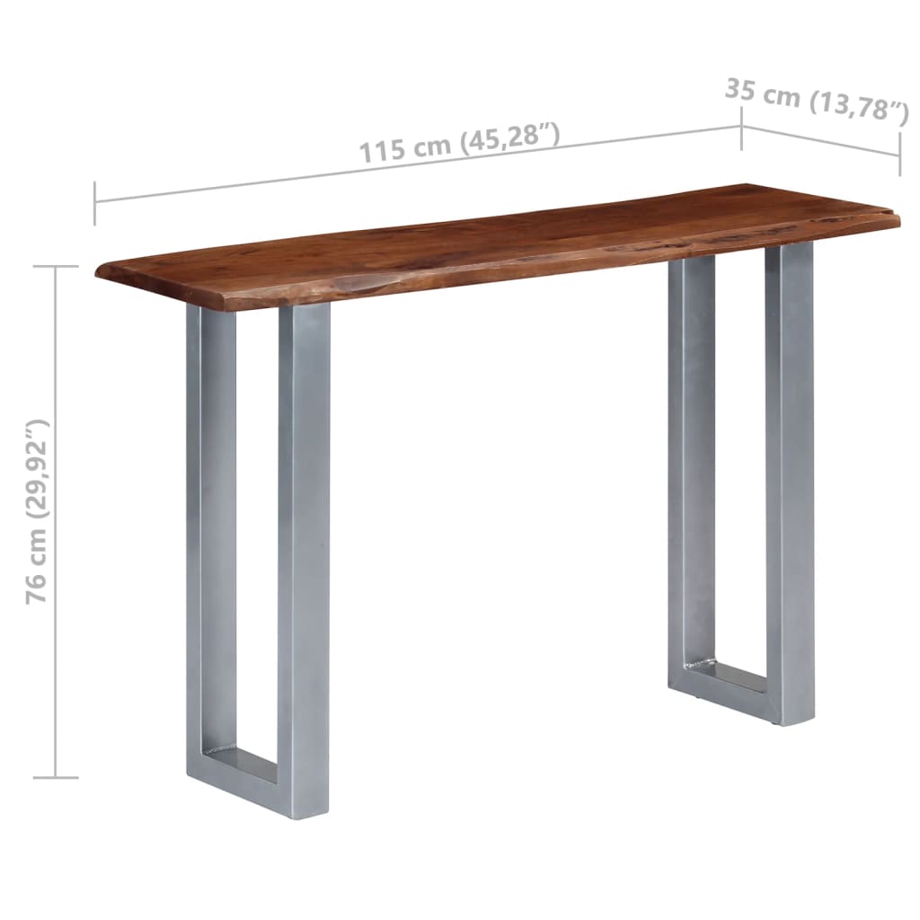 vidaXL Stolik typu konsola, 115x35x76 cm, drewno akacjowe i żelazo