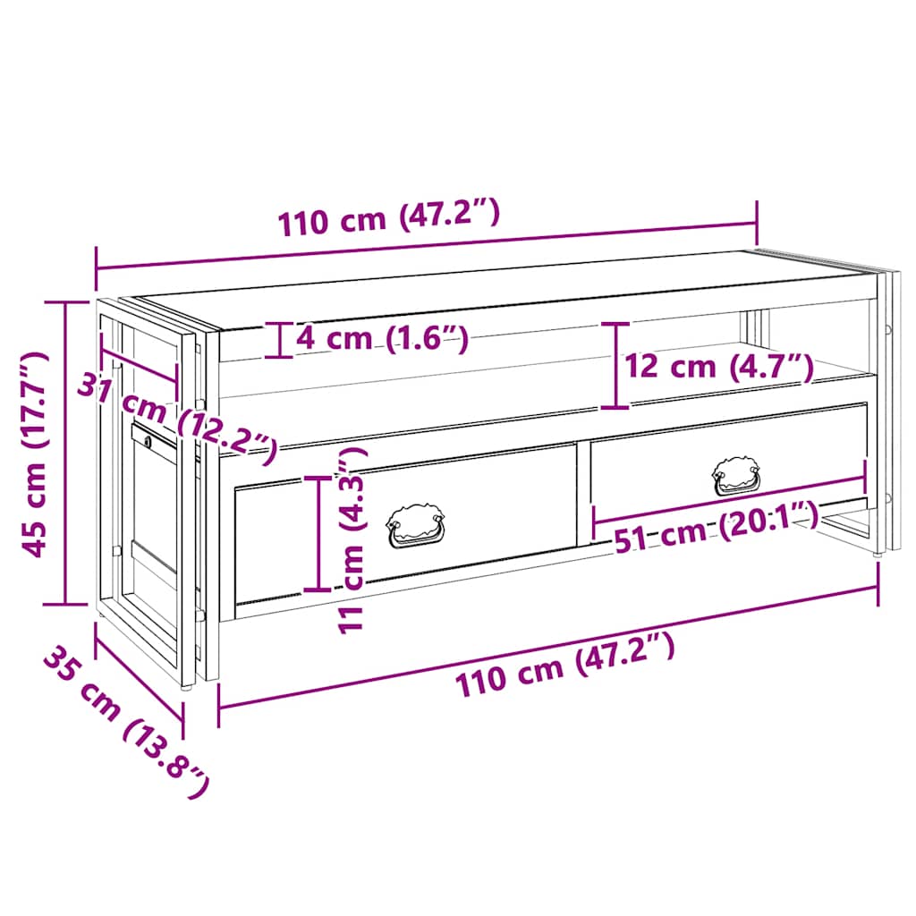 vidaXL Szafka pod TV, 120x35x45 cm, lite drewno akacjowe