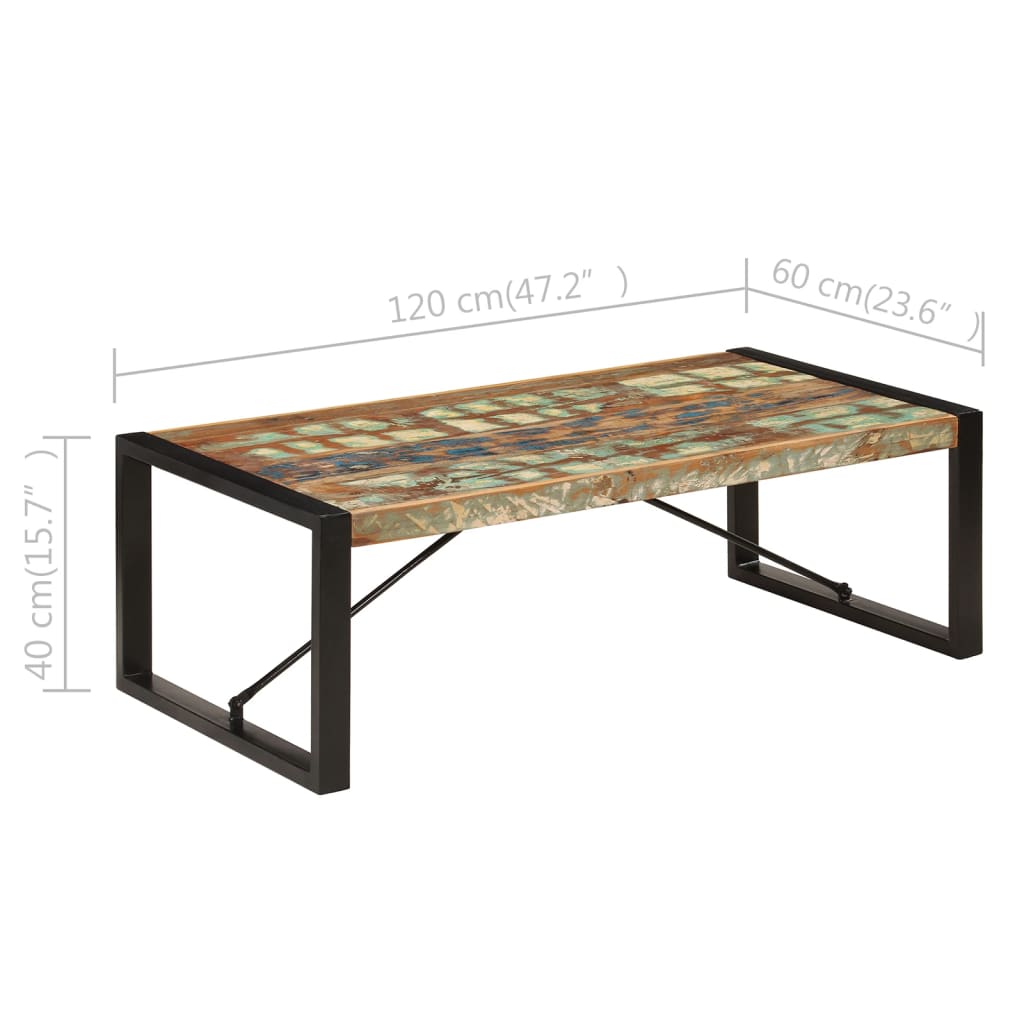 vidaXL Stolik kawowy, 120 x 60 x 40 cm, lite drewno z odzysku