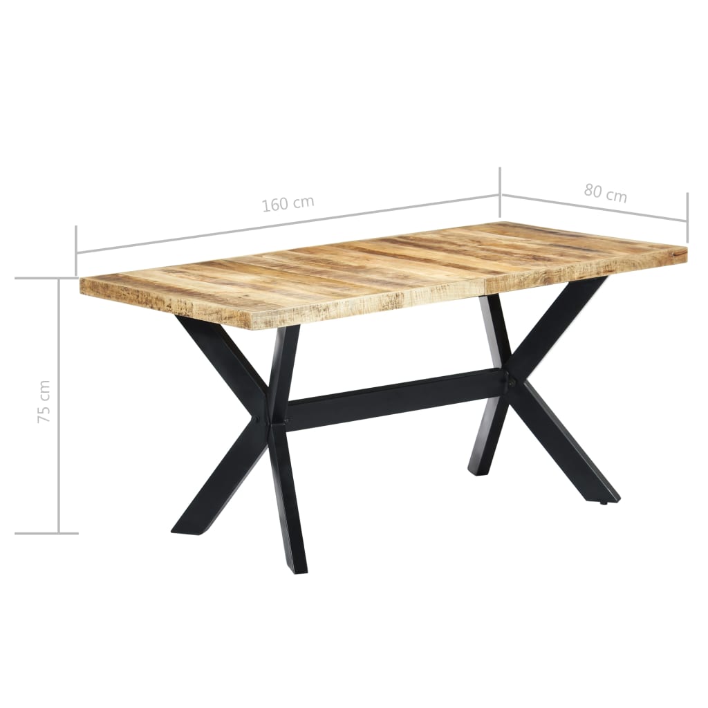 vidaXL Stół jadalniany, 160 x 80 x 75 cm, lite surowe drewno mango