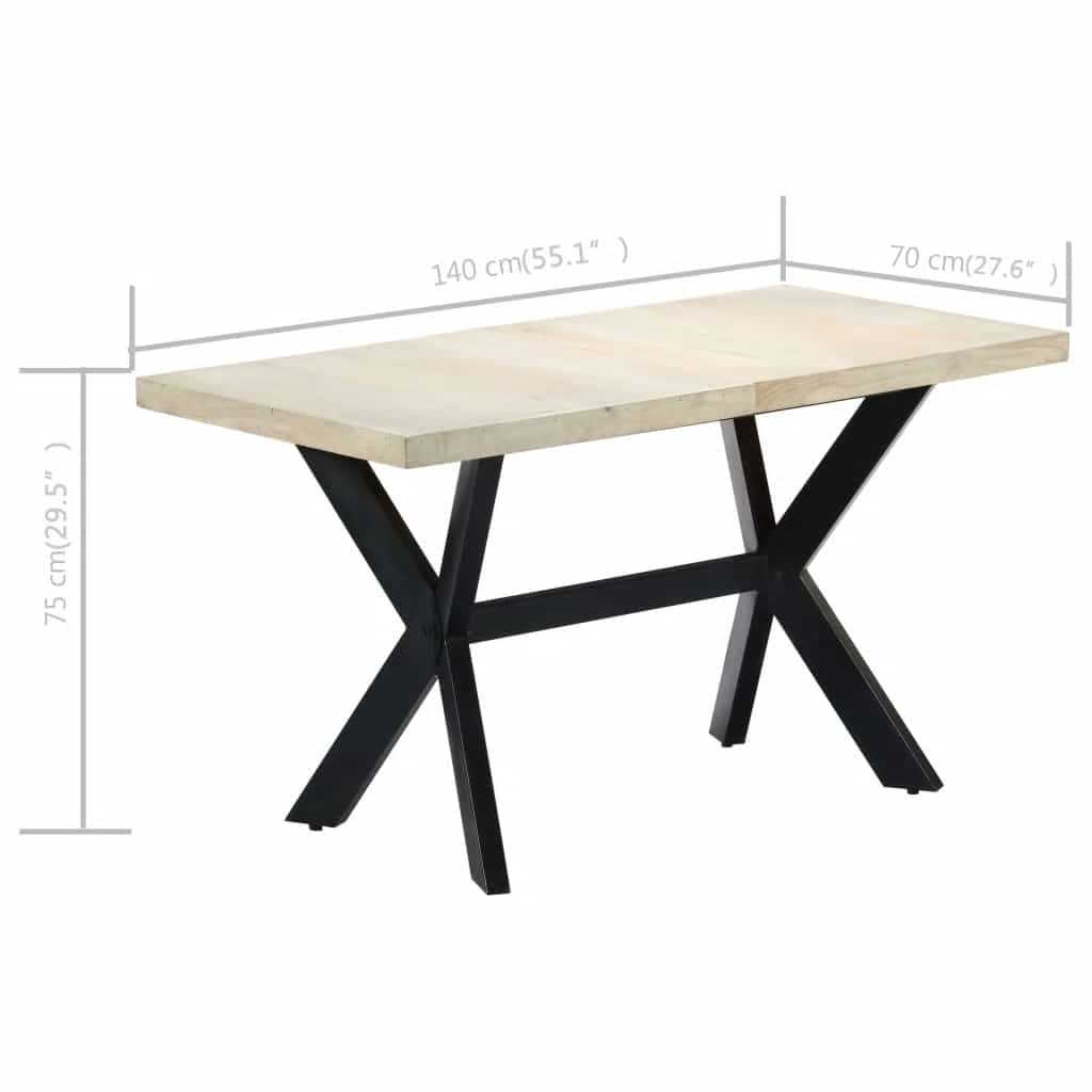 vidaXL Stół jadalniany, 140 x 70 x 75 cm, lite, bielone drewno mango