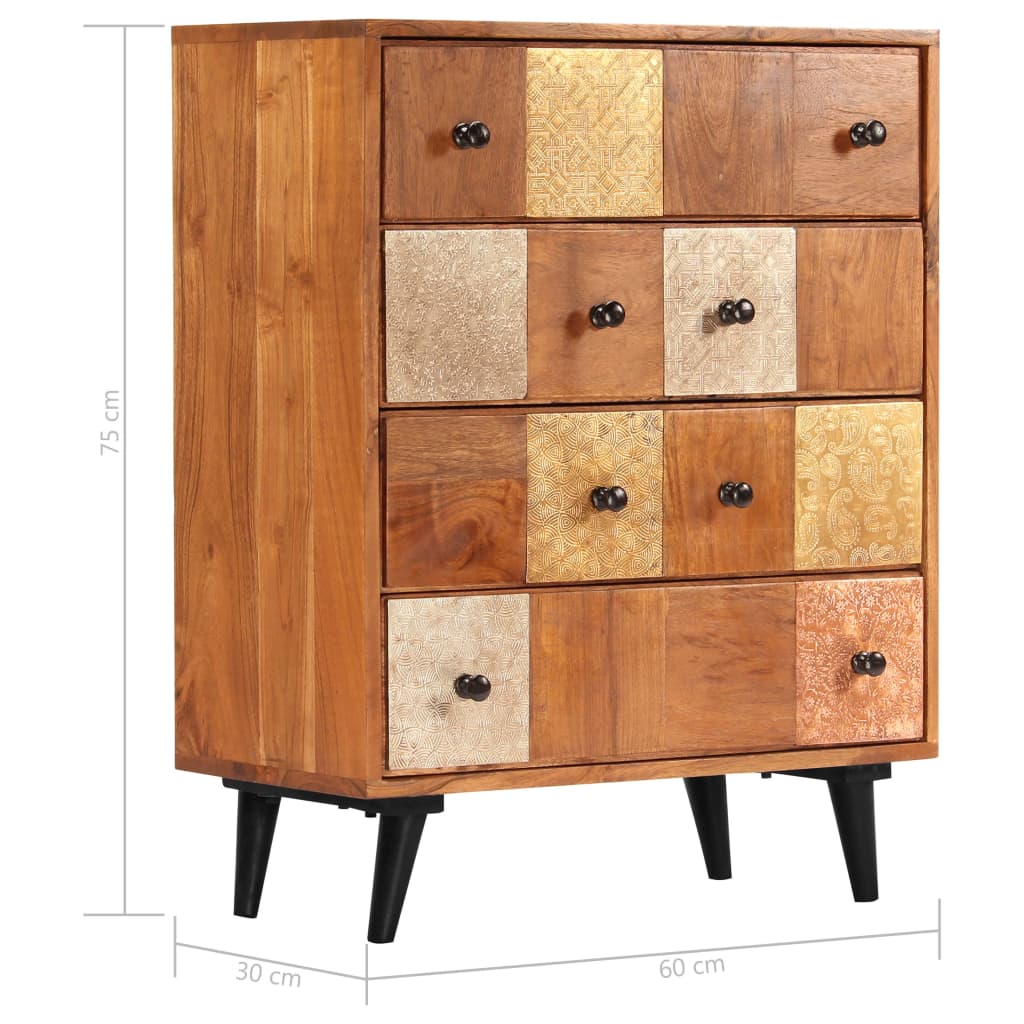 vidaXL Komoda z litego drewna akacjowego, 60x30x75 cm