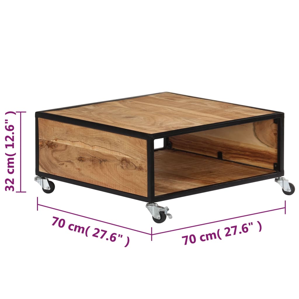 vidaXL Stolik kawowy, 70x70x32 cm, lite drewno akacjowe