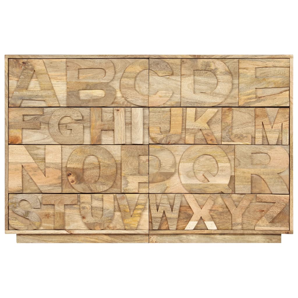 vidaXL Komoda z 6 szufladami, alfabet, 120x35x79 cm, lite drewno mango