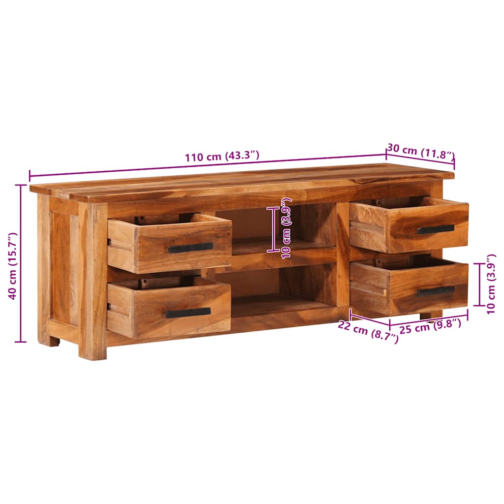 vidaXL Szafka pod telewizor, 110x30x40 cm, lite drewno