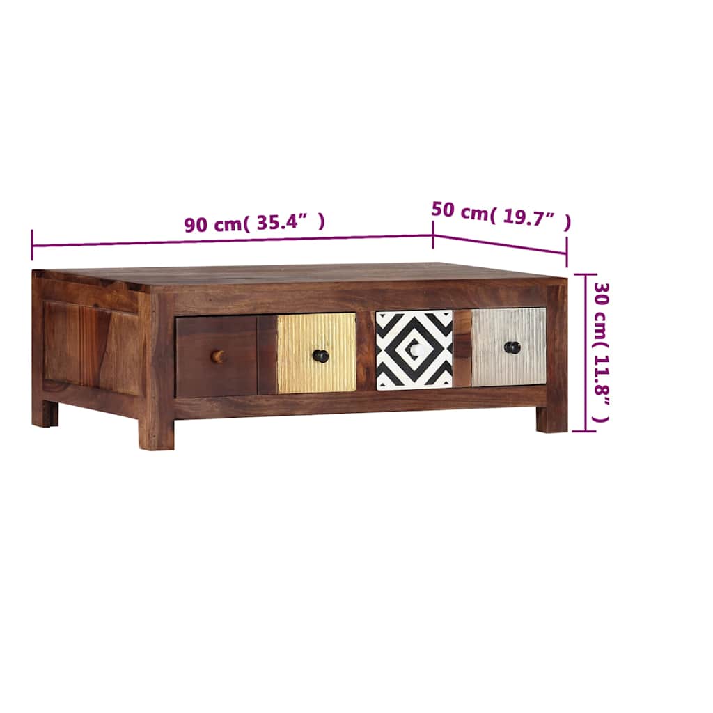vidaXL Stolik kawowy, 90 x 50 x 30 cm, lite drewno akacjowe