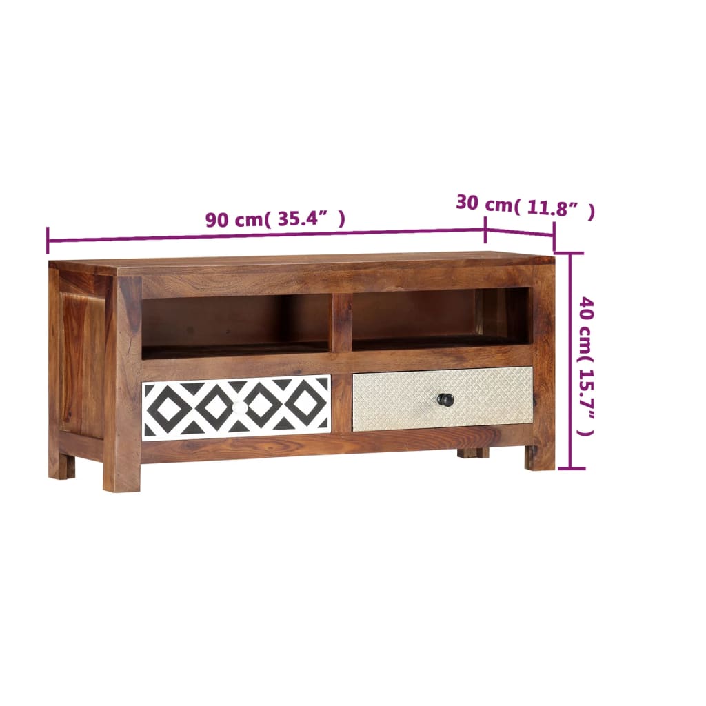 vidaXL Szafka pod TV, 90 x 30 x 40 cm, lite drewno akacjowe