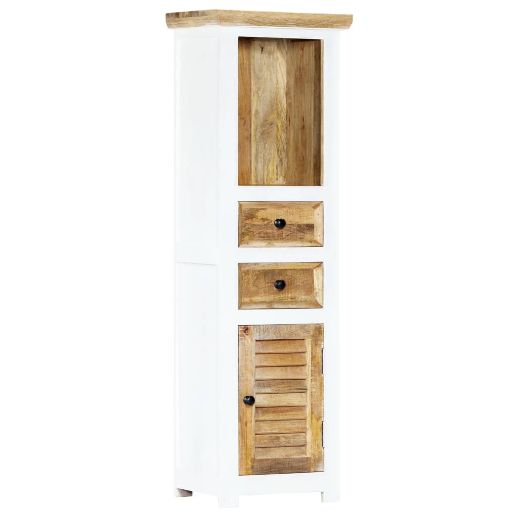 vidaXL Szafka, biało-brązowa, 40x30x128 cm, lite surowe drewno mango