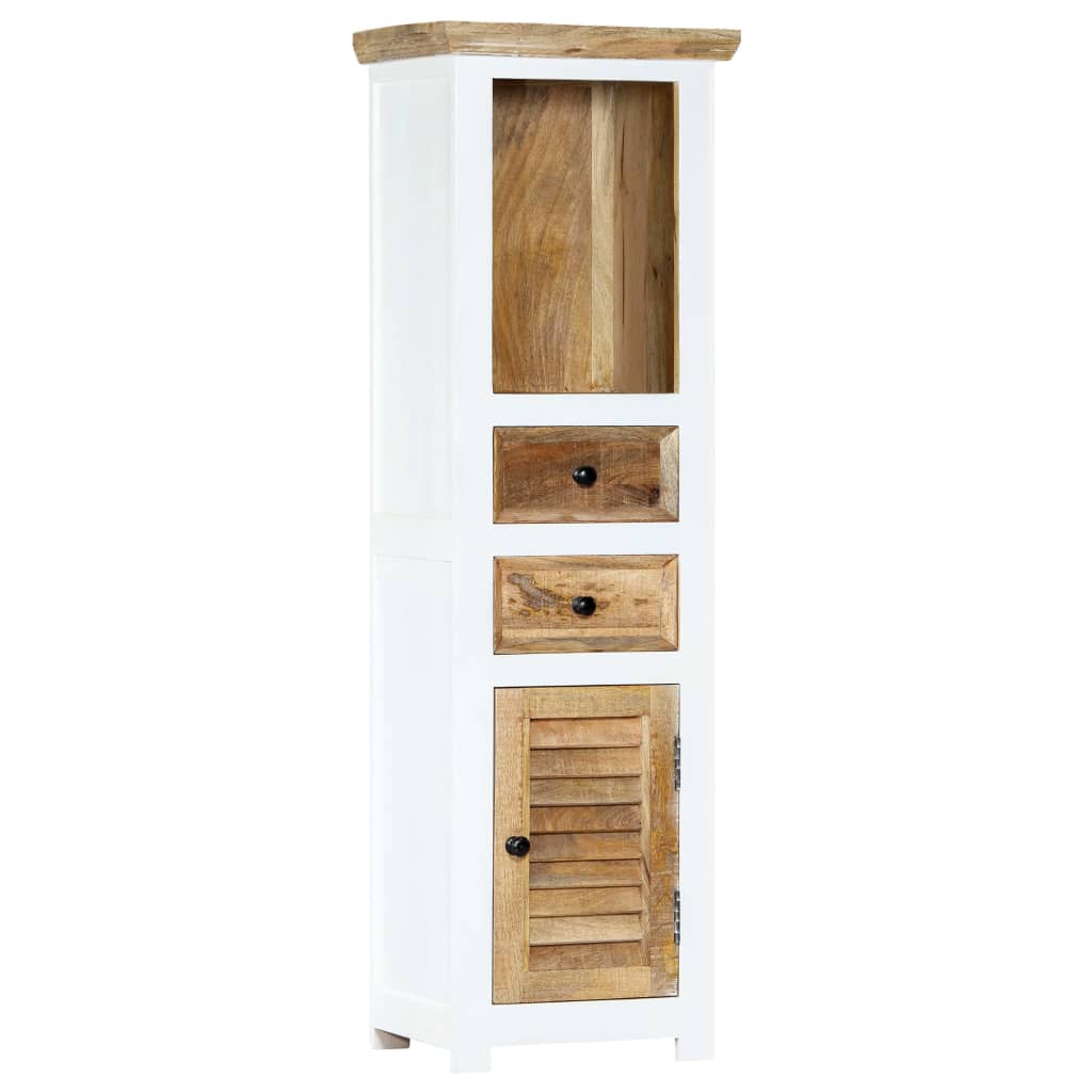 vidaXL Szafka, biało-brązowa, 40x30x128 cm, lite surowe drewno mango