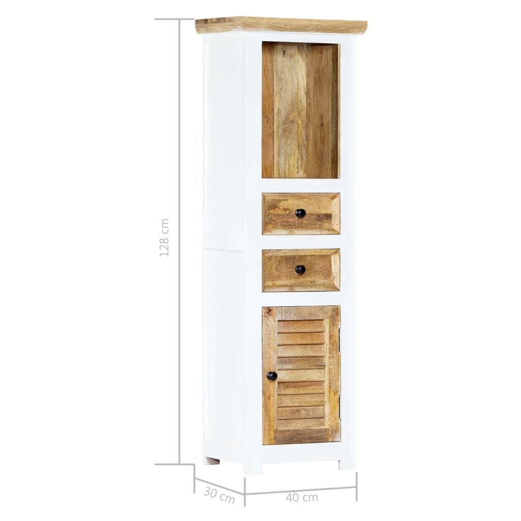 vidaXL Szafka, biało-brązowa, 40x30x128 cm, lite surowe drewno mango