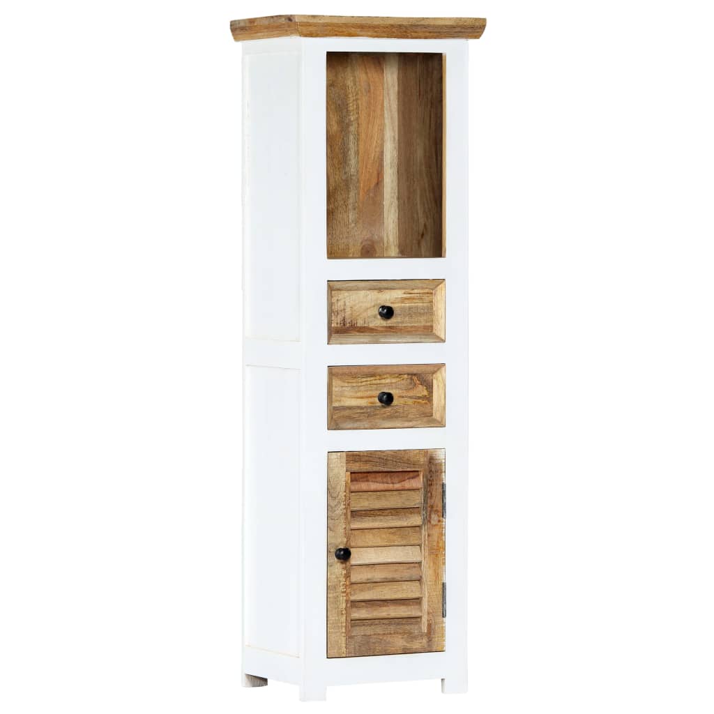 vidaXL Szafka, biało-brązowa, 40x30x128 cm, lite surowe drewno mango