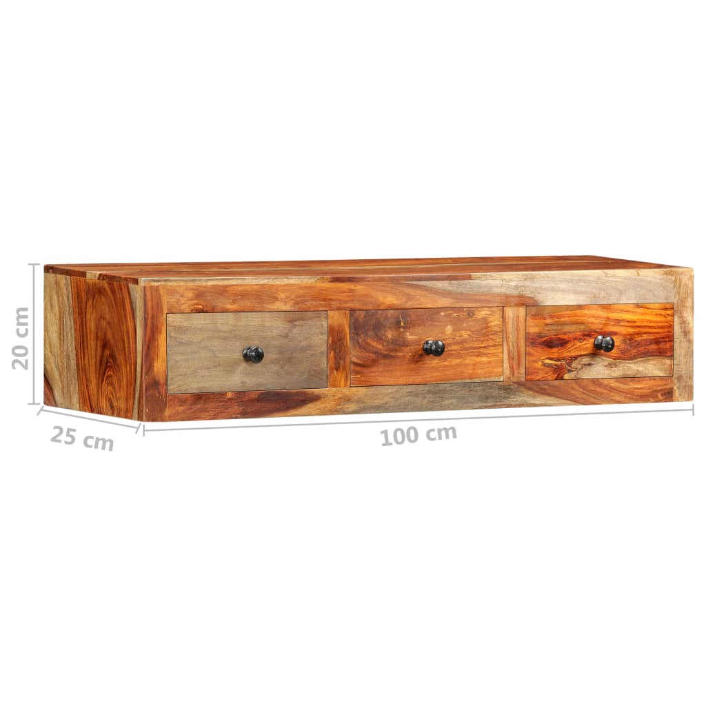 vidaXL Ścienny stolik konsolowy, 100x25x20 cm, lite drewno akacjowe