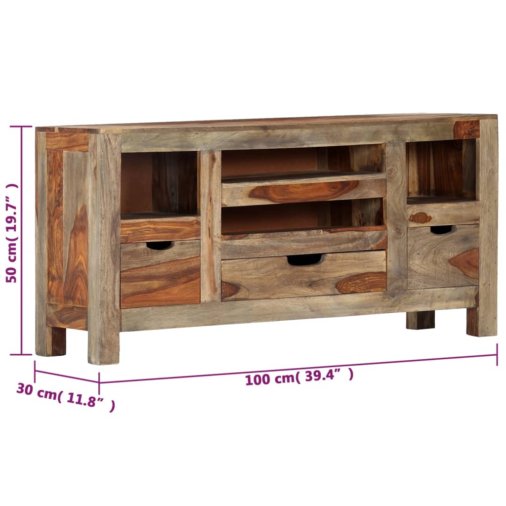 vidaXL Szafka, szara, 100x30x50 cm, z litego drewna akacjowego
