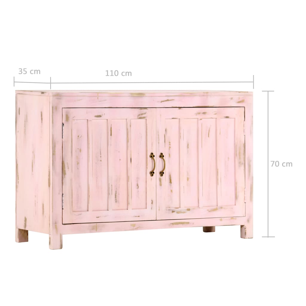 vidaXL Szafka, jasnoróżowa, 110x35x70 cm, lite drewno mango