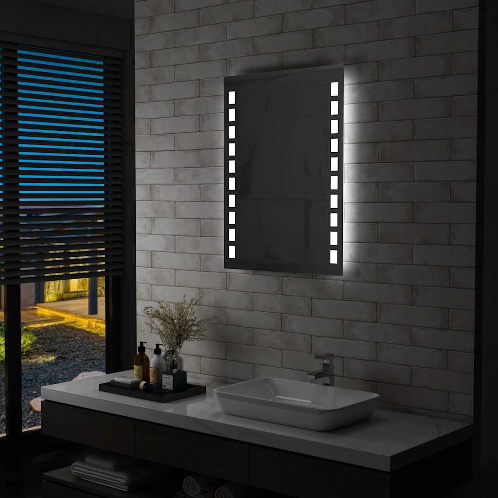 vidaXL Ścienne lustro łazienkowe z LED, 60 x 80 cm