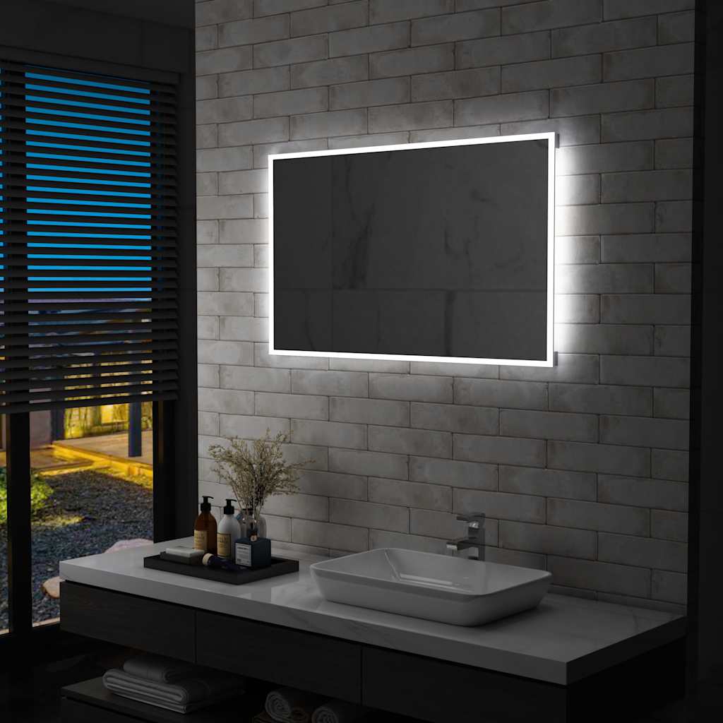 vidaXL Ścienne lustro łazienkowe z LED, 100 x 60 cm