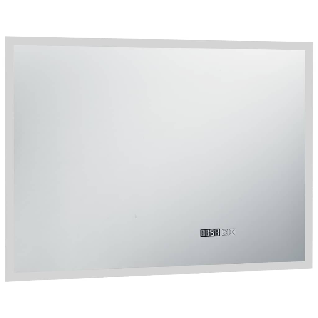 vidaXL Lustro łazienkowe z LED, czujnikiem dotyku i zegarem, 100x60 cm