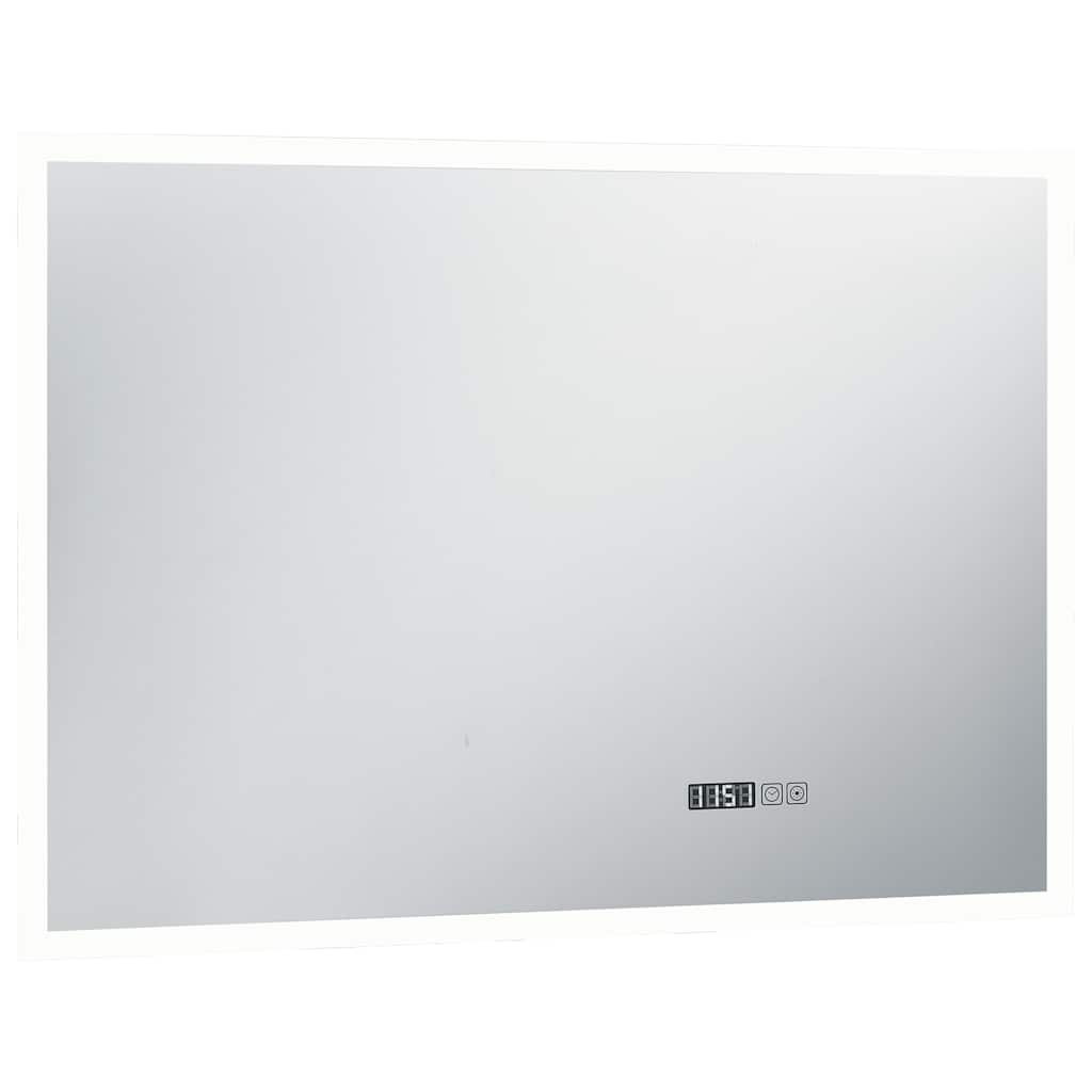vidaXL Lustro łazienkowe z LED, czujnikiem dotyku i zegarem, 100x60 cm