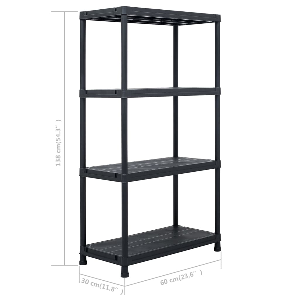 vidaXL Regał magazynowy, czarny, 100 kg, 60x30x138 cm, plastikowy