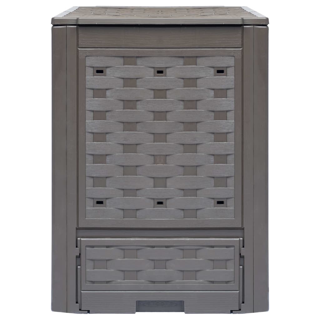 vidaXL Kompostownik, brązowy, 60x60x83 cm, 300 L, rattan z tworzywa