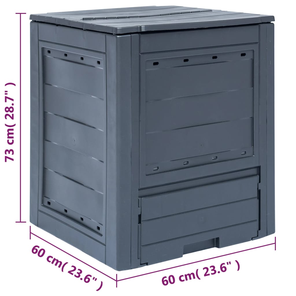 vidaXL Kompostownik ogrodowy, szary, 60x60x73 cm, 260 L