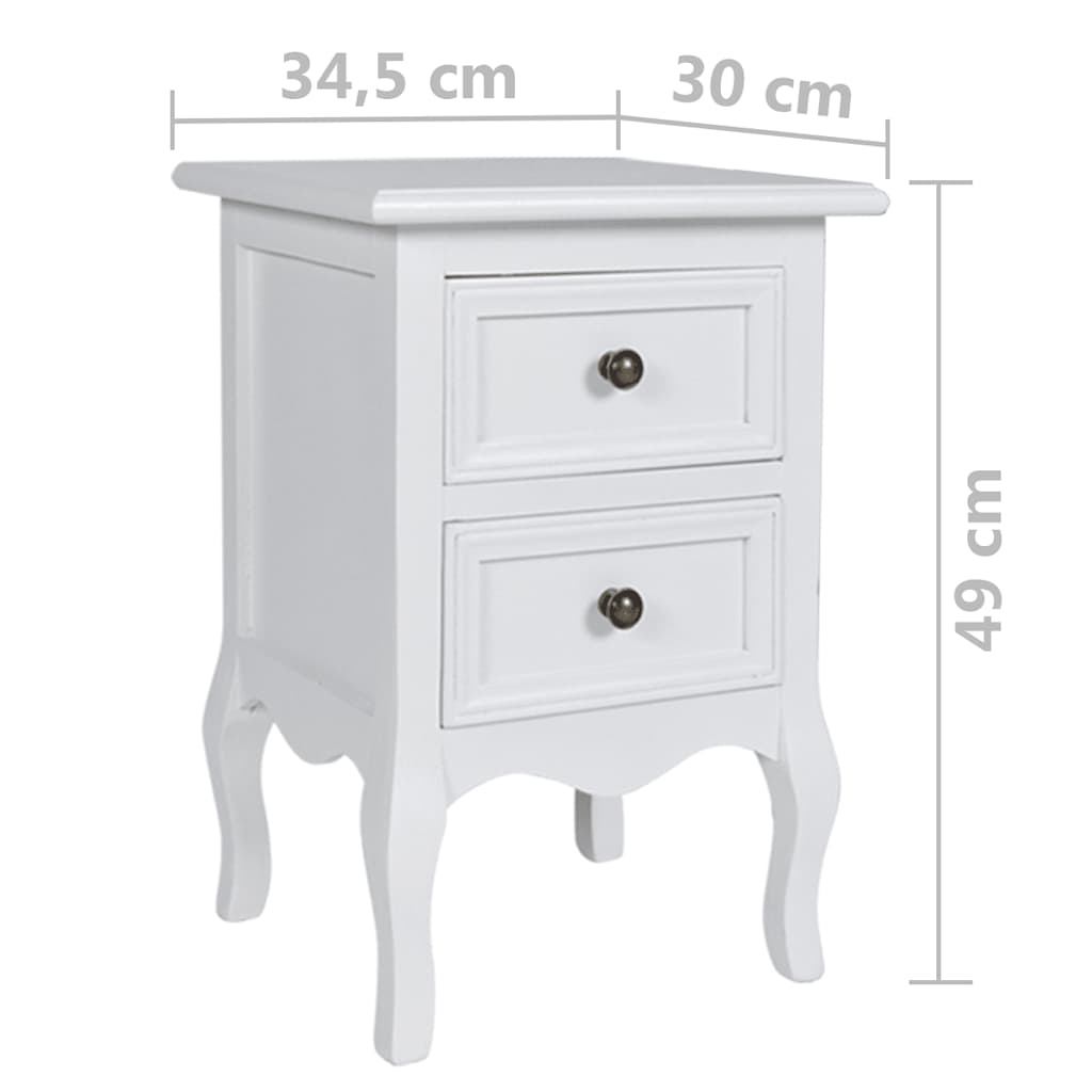 vidaXL Szafki nocne z 2 szufladami, 4 szt., MDF, białe
