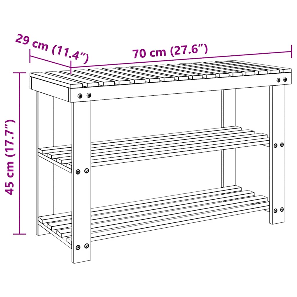 vidaXL Półki na buty z ławką 2-w-1, 2 szt., lite drewno